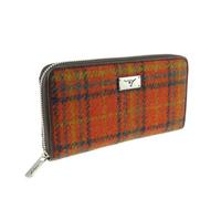 Glen Appin Harris Tweed Large Zip Purse LB2100 Staffa (Col 108 Orange Check)