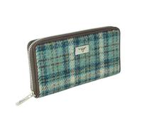 Glen Appin Harris Tweed Large Zip Purse LB2100 Staffa (Colour 121 Duck Egg/Cream)