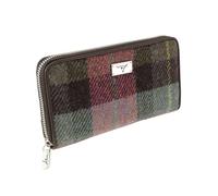 Glen Appin Harris Tweed Large Zip Purse LB2100 Staffa (Colour 137 Green/Pink Tartan)