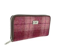 Glen Appin Harris Tweed Large Zip Purse LB2100 Staffa (Colour 99 Salmon Pink Check)