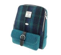 Glen Appin Harris Tweed 'Naver' Backpack - Col 119 Blue with Turquoise