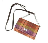 Glen Appin Harris Tweed 'Strathy' Wallet Shoulder Handbag (124 Peach Purple Tartan)