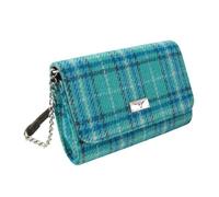 Glen Appin Harris Tweed 'Strathy' Wallet Shoulder Handbag (145 Teal & Blue Check)