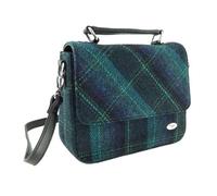 Glen Appin Harris Tweed 'Thurso' Square Bag, Blue With Turquoise Overcheck