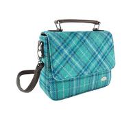 Glen Appin Harris Tweed 'Thurso' Square Bag, Teal & Blue Check
