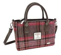 Glen Appin Harris Tweed Tote Handbag - LB1228 Brora (Colour 144 Burgundy & Pink)
