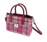 Glen Appin Harris Tweed Tote Handbag - LB1228 Brora With Detachable Shoulder Stap (Col 138 - Vibrant Pink)