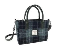 Glen Appin Harris Tweed Tote Handbag - LB1228 Brora With Detachable Shoulder Stap (Col 95 Grey/Black)
