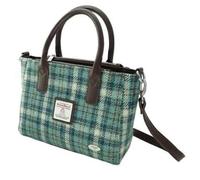 Glen Appin Harris Tweed Tote Handbag - LB1228 Brora With Detachable Shoulder Stap (Colour 121 Duck Egg)