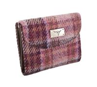 Glen Appin Jura Harris Tweed Purse, Pink/Burgundy Check