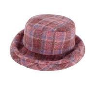 Glen Appin Ladies One Size Harris Tweed Cloche Hat in Multi Coloured Cap/Hats (Pink Check)