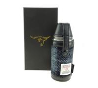 Glen Appin of Scotland Black & Grey Tartan Check Harris Tweed Stainless Steel 8oz Hunting Flask