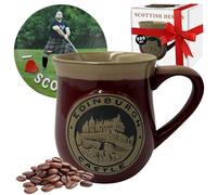 Glen Appin of Scotland Edinburgh Castle Design Embossed 500ml Stoneware Piping hot Mug: Wide Coffee Tea Hot Chocolate Cups | Christmas New Year Gift Box | Scottish Heritage (Red), SMG115