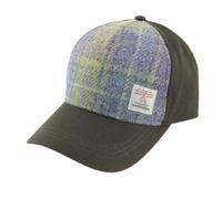 Glen Appin of Scotland Glen Appin Baseball Cap in Harris Tweed in Muted Lilac and Green Tartan