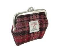 Glen Appin of Scotland Harris Tweed 'Eigg' Small Clasp Purse in Burgundy & Pink Stewart Tartan l LB2035-COL144