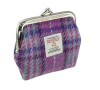 Glen Appin of Scotland Harris Tweed 'Eigg' Small Clasp Purse in Purple & Mint Check l LB2035-COL146