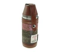 Glen Appin of Scotland Harris Tweed Flask-Stainless Steel Hip Flask Gift Set with Harris Tweed Sleeve & Funnel - Scottish Luxury Whisky Flask, Outdoor, Shooting & Gifts (Colour 137 Green/Pink Check)