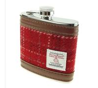 Glen Appin of Scotland Harris Tweed Hip Flask Gift Boxed (Colour 102 Red)