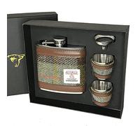 Glen Appin of Scotland Harris Tweed Hip Flask Gift Set - MacLeod Tartan HF2150-COL15