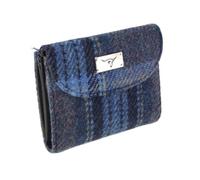 Glen Appin of Scotland Harris Tweed 'Jura' Short Wallet in Blue & Purple Stewart Tartan l LB2002-COL143