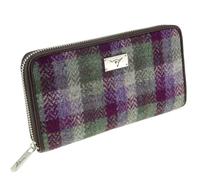 Glen Appin of Scotland Harris Tweed Staffa Long Zip Purse in Green Check LB2100-COL133