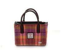 GLEN APPIN OF SCOTLAND Harris Tweed Tote Handbag - LB1228 Brora (124 Peach Purple Tartan)
