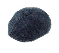 Glen Appin of Scotland Limited 100% Harris Tweed Shelby Bakerboy Cap (UK, Alpha, L, Navy Herringbone)