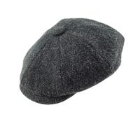 Glen Appin of Scotland Limited 100% Harris Tweed Shelby Cap Assorted Sizes Mens Head Accessories, Charcoal, M