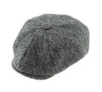 Glen Appin of Scotland Limited 100% Harris Tweed Shelby Cap Assorted Sizes Mens Head Accessories, Grey Herringbone, M