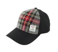 Glen Appin of Scotland Limited Baseball Cap with Harris Tweed 100% Wool, Grey & Red Tartan, One Size