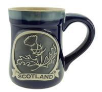 Glen Appin of Scotland Scottish Thistle Stoneware Mug - Blue - 500ml Capacity