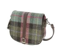 Glen Appin Women's Harris Tweed Beauly Shoulder Casual Bag Adjustable Strap Tartan Pattern Birthday Gift, Muted Green & Purple Tartan