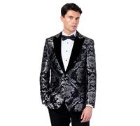 GLEN Floral Jacquard Tuxedo Jacket XPOSED Grey 42R