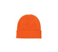 Glen Isla 100% Cashmere Ribbed Beanie Hat Orange - Made in Scotland