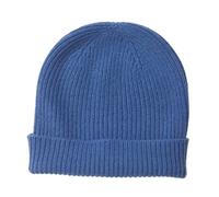 Glen Isla 100% Cashmere Ribbed Beanie Hat Sapphire Blue - Made in Scotland