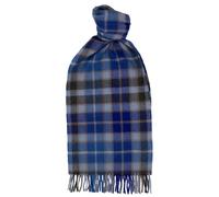 Glen Isla 100% Cashmere Scarf 25X165CM Classic Check Brushed Blue Gre - Made In Scotland