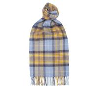 Glen Isla 100% Cashmere Scarf 25X165CM Classic Check Brushed Blue Yell Gre - Made In Scotland