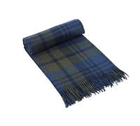Glen Isla 100% Lambswool Blanket Denholm Blue Check - Made in Scotland