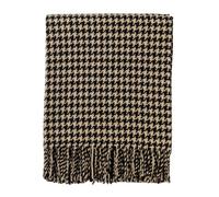 Glen Isla 100% Lambswool Travel Picnic Blanket Houndstooth Black White - Made in Scotland