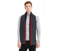 Glen Mila Mens Classic Winter Scarf Cashmere Winter Scarves Long Plain Fashion Formal Soft Scarf for Men, Grey/Stripe Red, Standard