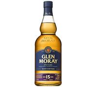 Glen Moray 15 Year Old single malt Scotch whisky 70cl 40% ABV, Speyside region whisky matured in a combination of ex-Bourbon and ex-Sherry casks. Distilled and matured in Elgin, Scotland