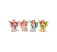 Glen Whispers Fairy Figurines Set of 4 6.5cm - Mini Fairy Garden Ornaments, Hand-Painted Fantasy Decorations