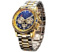 Glenaw automatic watches for men-Men's Mechanical Watch Rotatable Dial with Celestial Star, Day Date Month Moon Phase Display,Self-Winding Watch, Luminous Hands, Stainless Steel Bracelet, 30M Water