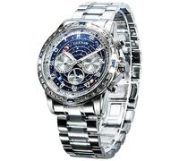 Glenaw automatic watches for men-Men's Mechanical Watch Rotatable Dial with Celestial Star, Day Date Month Moon Phase Display,Self-Winding Watch, Luminous Hands, Stainless Steel Bracelet, 30M Water