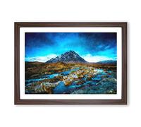 Glencoe in Scotland Painting Framed Print | A2 Walnut Framed Wall Art | Ready to Hang | Modern Historical Picture | Living Room Bedroom Lounge Office