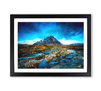 Glencoe In Scotland Painting Modern Art Framed Wall Art Print, Ready to Hang Picture for Living Room Bedroom Home Office Décor, Black A2 (64 x 46 cm)