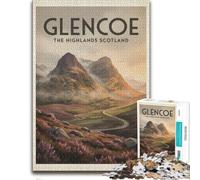 Glencoe The Highlands Scotland Vintage Poster-1 Jigsaw Puzzle, 1000 Pieces | Christmas gift for puzzle lovers: home hobby for puzzle fans during indoor leisure.