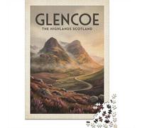 Glencoe The Highlands Scotland Vintage Poster Jigsaw Puzzle, 1000 Piece