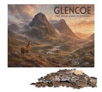 Glencoe The Highlands Scotland Vintage Poster Jigsaw Puzzle, 500 Pieces | For home use: Jigsaw Puzzle: sorting by colour, shape or image area on weekends.