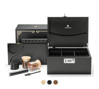GLENCREAG Stash Box with Rolling Tray, Smell Proof Large Bamboo Storage Box with Lock, Decorative Box Set Includes Glass Jars & Grinder, Gift for Men Women
